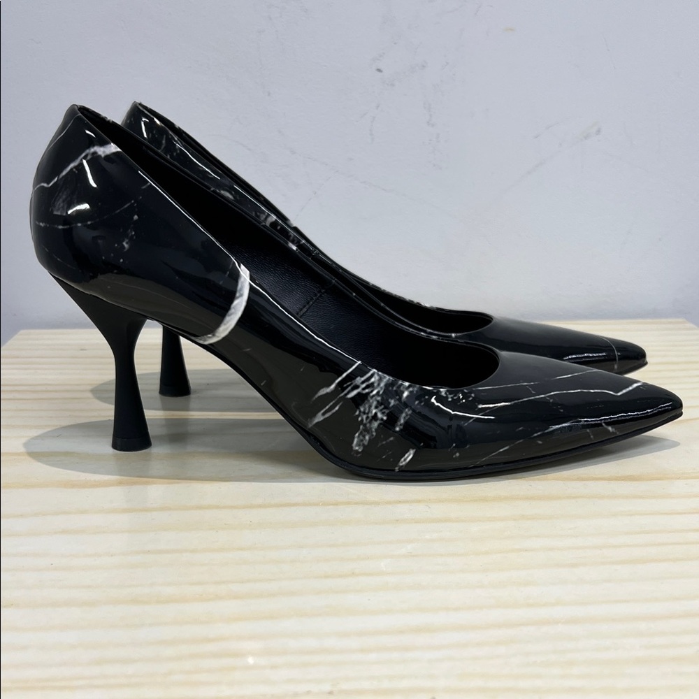 AGL Leather marble print heels